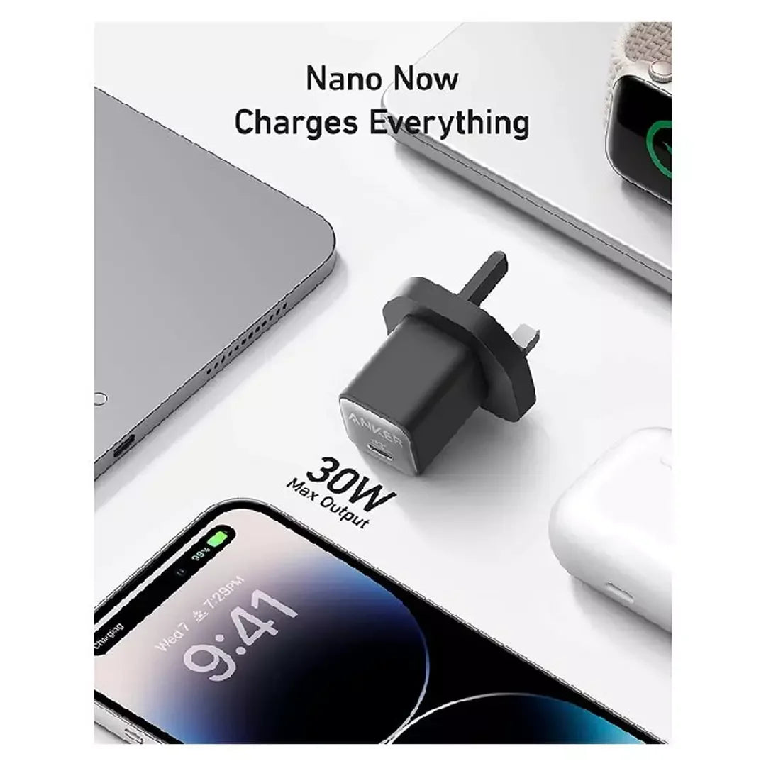 Anker 511 Charger (Nano 3, 30W) -Black - Tashqila Anker 511 Charger (Nano 3, 30W) -Black - Tashqila